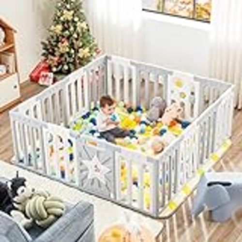 Amazon.com : Albott Baby Fence Kid Playpen 18 Panel Albott Play Yard - Foldable Kids Safety Activity Center Playard Safety Lock Gate,Adjustable Shape, Portable Design for Indoor Use (18 Panel, Grey+White) : Baby