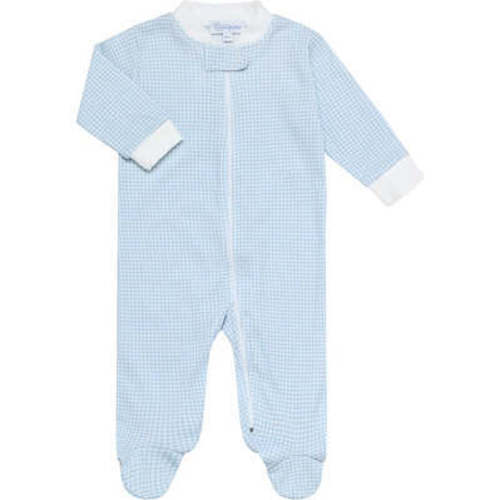 Gingham Zipper Footie, Blue - Nellapima | Maisonette
