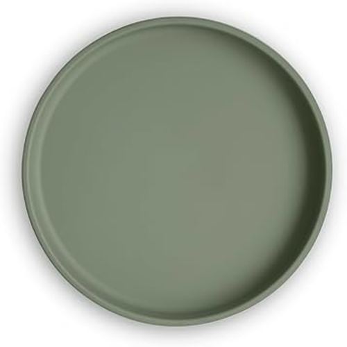 mushie Classic Silicone Suction Plate | BPA-Free Non-Slip Design (Dried Thyme)