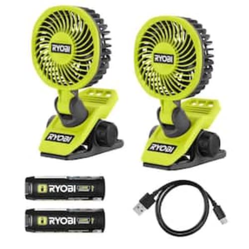 USB Lithium Clamp Fan Kit 2-Pack with (2) 2.0 Ah USB Lithium Batteries and Charging Cable