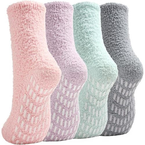 Slipper Socks for Women Men Grip Hospital Socks with Grips Fuzzy Non Slip Warm Womens Gifts
