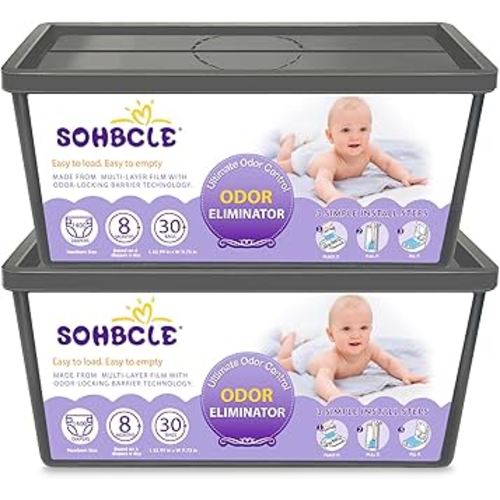 Refills Compatible with Genie Easy Roll Signature Diaper Pail and Platinum Diaper Pail, Upgraded 60 Bags Hold up to 2800 Newborn Diapers, Extra Thickness Powerful Odor Control, Plant Scented
