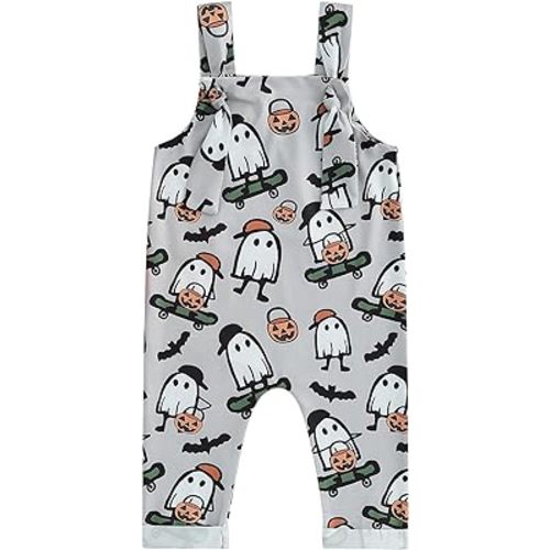YOKJZJD Newborn Infant Baby Boy Girl Halloween Outfit Pumpkin Suspender Pants Bib Overalls Jumpsuit Fall Clothes