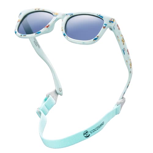 COCOSAND Flexible Polarized Baby Sunglasses with Strap UV Protection for Toddler Infant Girl Boy Age 0-24 Months