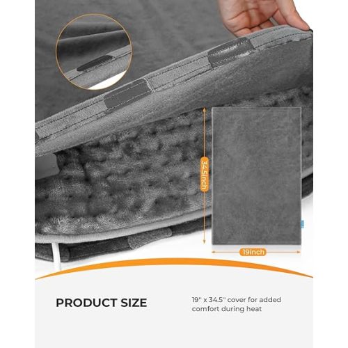 CooCoCo Heating Pad Cover, Crystal Velvet, Grey, 19 x 34.5 Inches