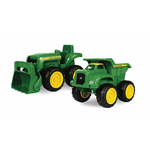 TOMY John Deere Sandbox Vehicle Set - Dump Truck and Tractor Toy - 6 Inch | Officially Licensed John Deere Toys, Working Front Loader, Summer Sandbox Toys, Plastic, 2 Count, Ages 18 Months+