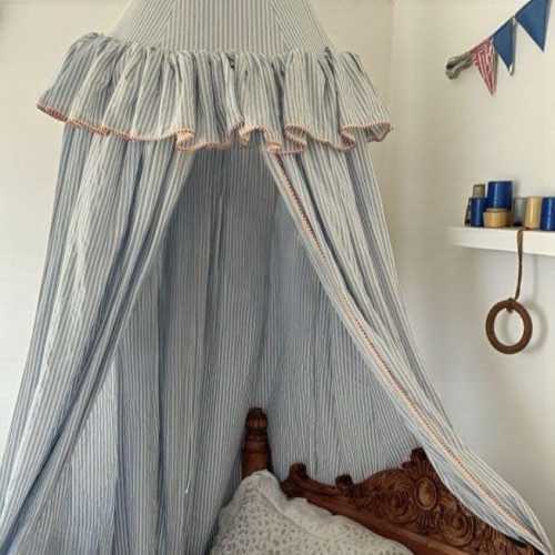 Floral Navy Bunk Bed Canopy Tent | Kids Bed Curtain Mantle, Children's Bedroom Shades