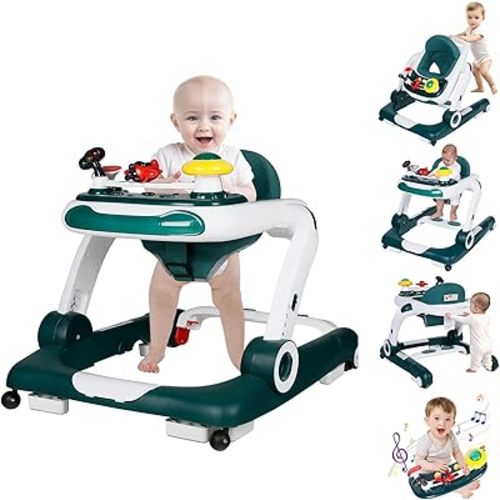 Kinder King 5 in 1 Baby Activity Walker with Wheel, Music & Lights