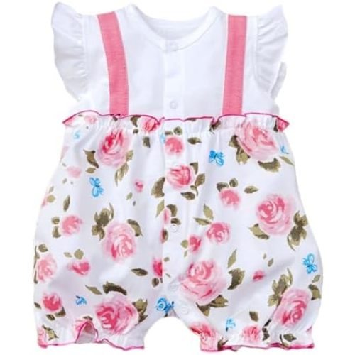 Baby Girl Romper Cute Cartoon Printed Short Sleeve One-Piece Romper Infant Summer Clothes 100% Cotton Jumpsuit