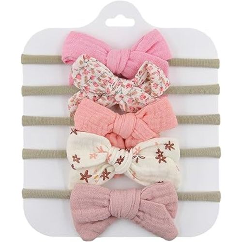 KIDOCHEESE Baby Bows and Headbands Nylon Hair Bows Stretchy Baby Hairbands Hair Accessories for Newborn Babies Infant Toddlers Kids