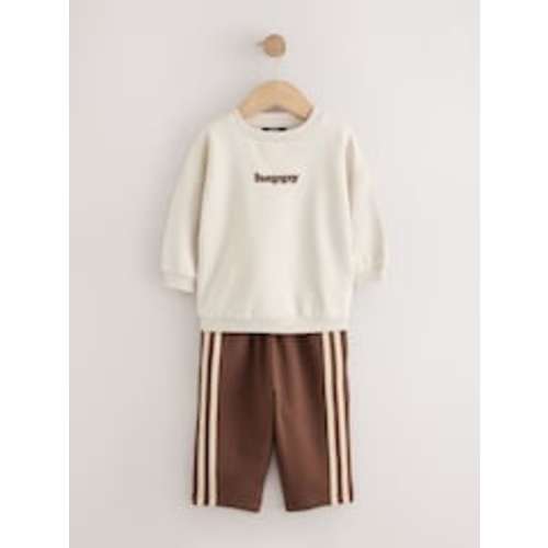 Ecru/Choc Crew Neck Jogger Set from Next USA