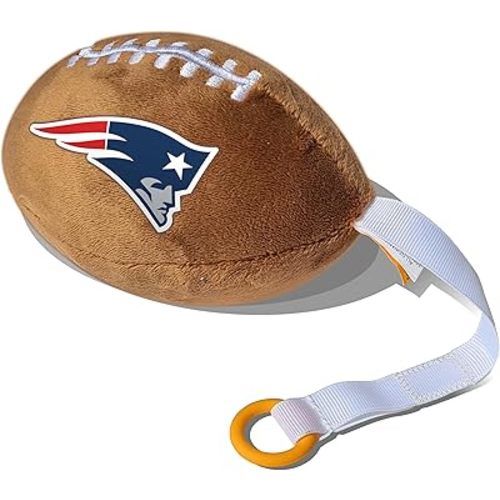 New England Patriots Plush Football Pacifier Holder by Smilo - Officially Licensed NFL Soother Holder - Soft Plush Toy and Dummy Holder - Fits Any Pacifier - Stroller Accessory & Newborn Essential