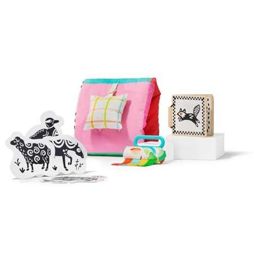 Lovevery, Explore on the Floor Mini Kit, Sensory Toys & Board Book for Newborns, Perfect Baby Registry Gift for Multi-Sensory Developmental Play Set for Early Learning & Tummy Time, 0+ Months