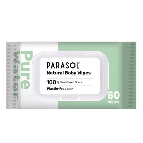 Parasol 99% Pure Water Baby Wipes for Sensitive Skin - 60ct: Latex-Free, Dye-Free, Alcohol-Free