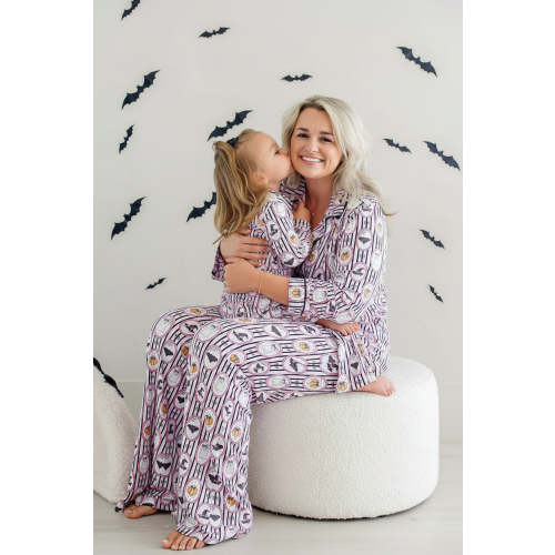 Womens Halloween Glow-in-the-Dark Two-Piece Flare Lounge Set | Galloween