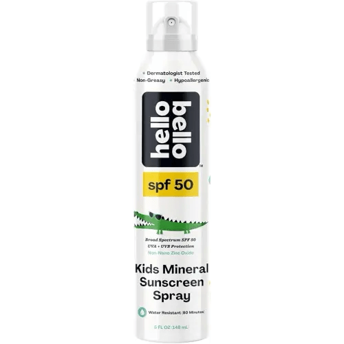 Hello Bello SPF 50 Kids Mineral Sunscreen Spray, Hypoallergenic Broad Spectrum UVA and UVB Protection, Reef Friendly and Water Resistant, 5 oz