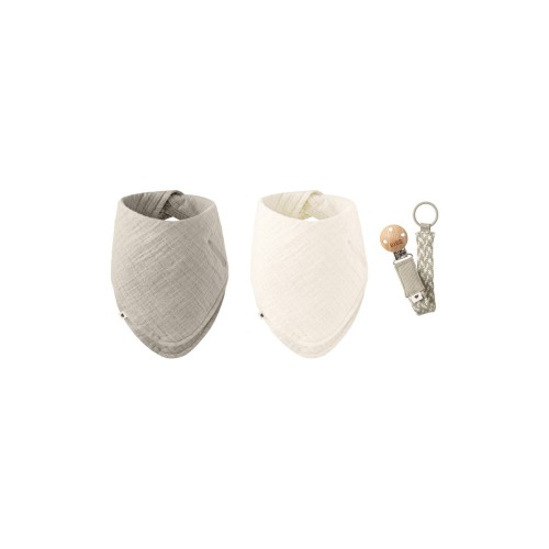 Organic Cotton Bandanas & Pacifier Clip Set