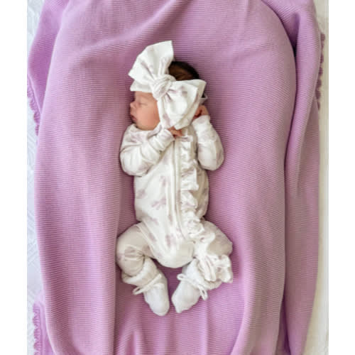 Frill Zip Romper | Lilac Butterflies – Little and Fern