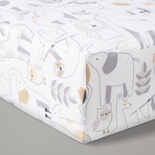 Fitted Crib Sheet Animals - Cloud Island™ White/Beige