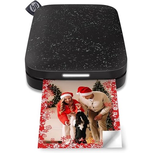 HP Sprocket Portable 2x3 Instant Photo Printer (Black Noir) Print Pictures on Zink Sticky-Backed Paper from Your iOS & Android Device.