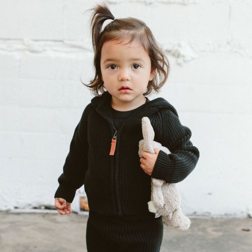 Goumikids Baby Organic Cotton Knit Hoodie - Bark 12-18m