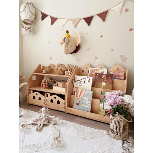 Montessori Wall Shelf for Nursery, Wooden Book Display Rack, Front Facing Storage, Personalized Toddler Room Decor