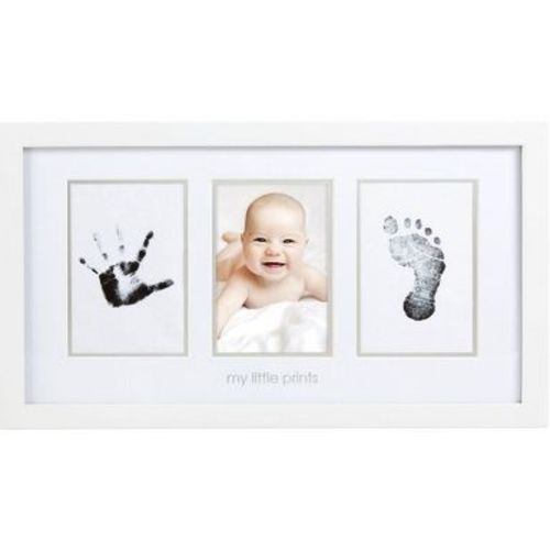 Pearhead Babyprints Photo Frame - White: Wood Frame, Glass Window Glazing, Sawtooth Back Mount, Holds 4x6 Photo