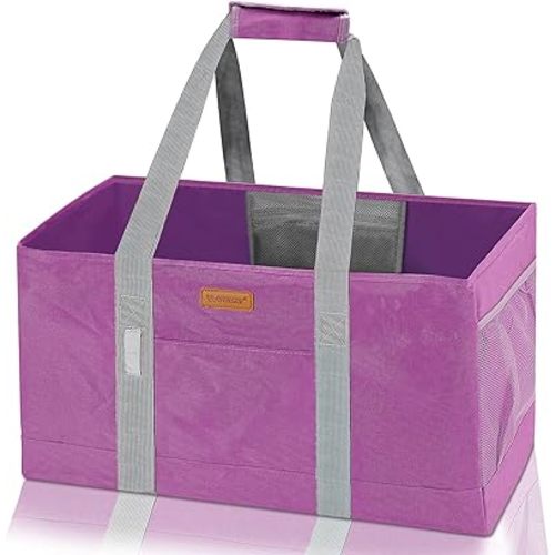 WONDAY Reusable Grocery Bags, Extra Large Utility Tote Bag for Women, Foldable Large Tote Bag Shopping Bags for Groceries, Storage, Picnic, Beach, Pool (RoseRed)