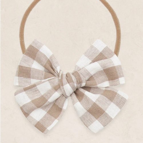 Adventure Bow - Taupe Gingham Headband