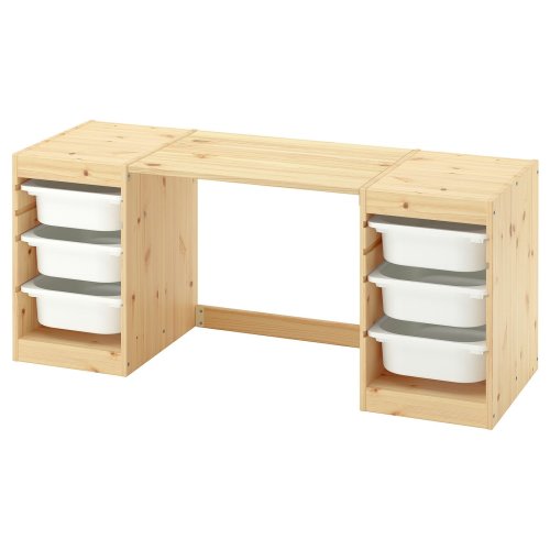 TROFAST Desk with storage boxes - light white stained pine white 48 7/8x17 3/8x20 1/2 "