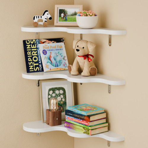 Hokku Designs Cute Cloud Shelves, Wavy Floating Corner Shelf, Cloud Corner Wall Shelves With Brackets, Cute Wall Shelves For Nursery Decor, Corner Shelves For Bedroom,living Room,bathroom&home Decor & Reviews | Wayfair