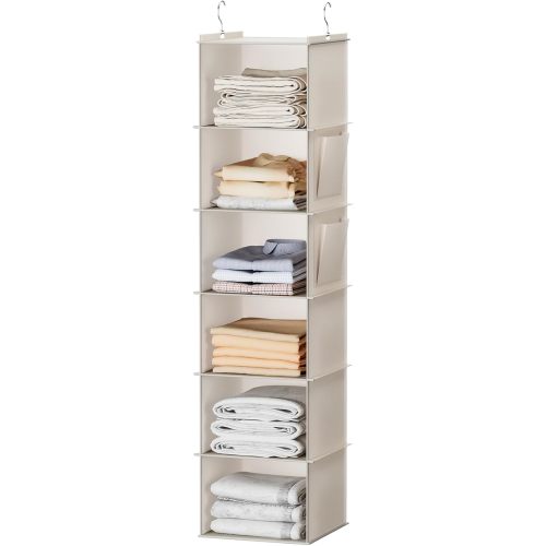 YOUDENOVA Hanging Closet Organizer and Storage, 6-Shelf, Beige