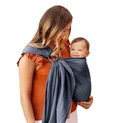 Moby Baby Wrap Carrier Ring Sling for Newborns to Toddlers, Hands-Free, Versatile Support for Moms & Dads, Breathable & Lightweight, Supports Children 8-30 lbs (Flint)