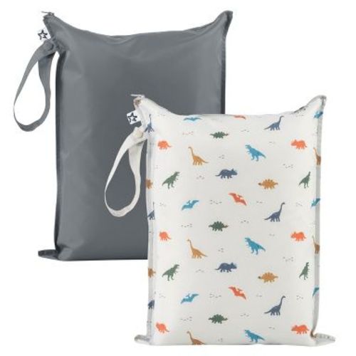 Tiny Twinkle Mess-Proof Waterproof Washable Baby/Toddler Wet Bags for Diapers, Swimsuits and Travel (Dinosaur)