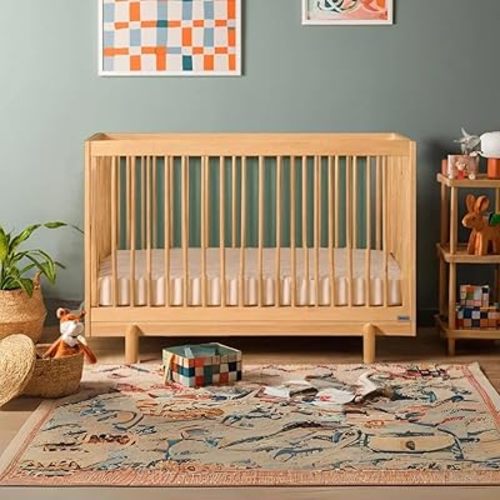 dadada Baby Bliss 4-in-1 Convertible Crib to Toddler Bed & Floor Bed – Made in Italy, GREENGUARD Gold Certified, Baby-Safe Finish, Sustainable Beech Wood, Modern Design, 4 Adjustable Heights (Natural)