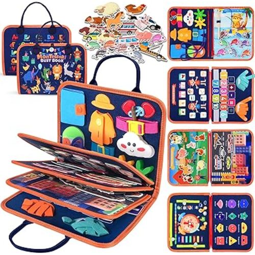 Toddler Toys Montessori Busy Board, Busy Book Toy for Toddlers Ages 1-3
