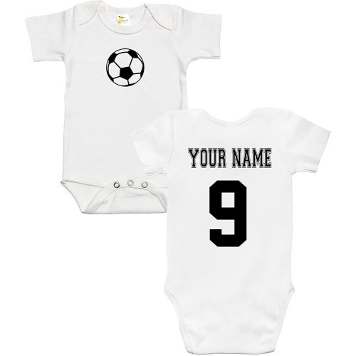 Rapunzie Baby Bodysuit - Custom Personalized Soccer Ball With Your Name and Number