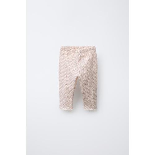 FLORAL PRINT LEGGINGS - Light ecru | ZARA United States