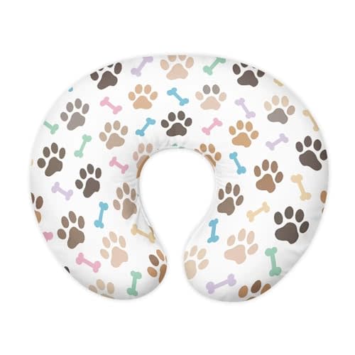 Goronwyfloyd Multi Paw and Bone Breastfeeding Pillow Slipcover for Baby Newborn U-Shaped Breastfeeding Pillowcase Cushion Cover Stretchy Replaceable Pillow Cover Slipcover