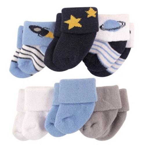 Luvable Friends Baby Boys Newborn and Baby Socks Set, Space, 0-3 Months