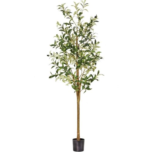 5ft Artificial Olive Trees Indoor, Faux Olive Tree with Natural Wood