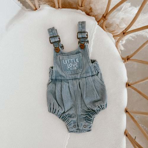 'Little Love Club' Vintage Denim Overall Romper