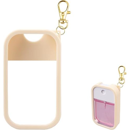 TERPINK Silicone Case Compatible with Touchland Hand Sanitizer Spray, Protective Case with Keychain for Spray 1 fl oz (Blush Beige, 1 Pack)