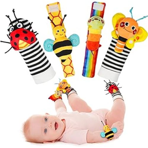Infinno Baby Rattle Socks and Foot Finder Set for 0-12 Months
