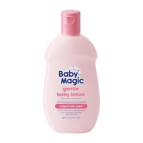 Baby Magic Gentle Baby Lotion, Vitamins & Aloe Free of Parabens, Phthalates, Sulfates and Dyes, Camellia Oil & Marshmallow Root, 9oz (Pack of 1)