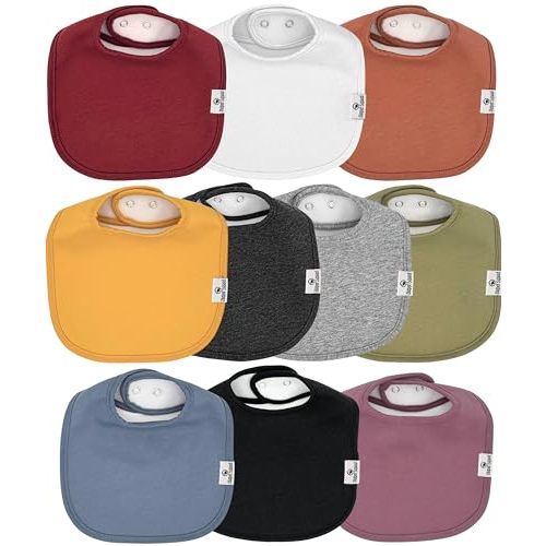 Diaper Squad 10-Pack Organic Cotton Baby Bibs for Baby Boy, Girl