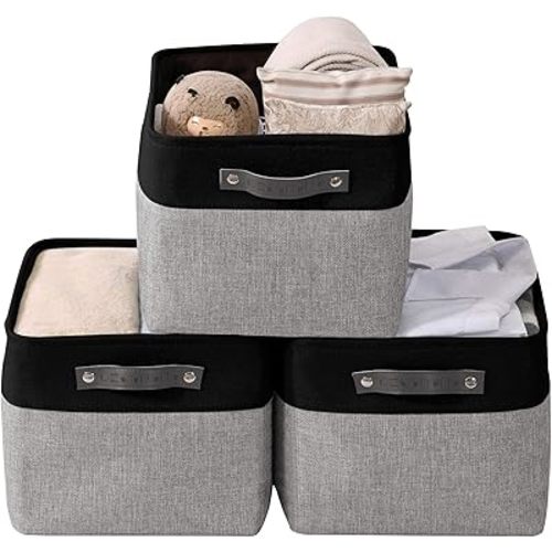 DECOMOMO Storage Bins, Large Fabric Storage Baskets for Shelves 3 Pack