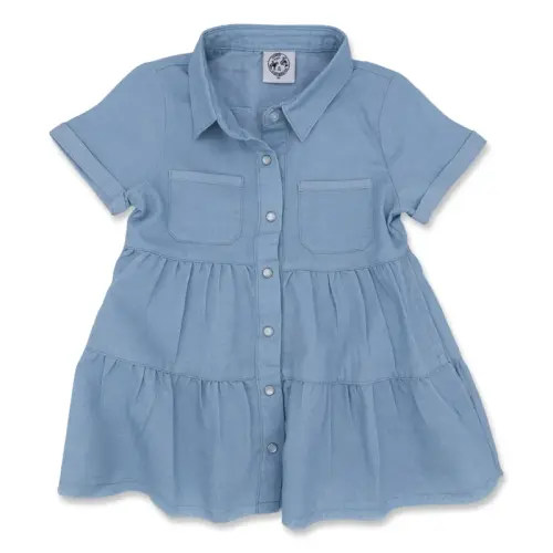 Light Denim Pearl Snap Dress