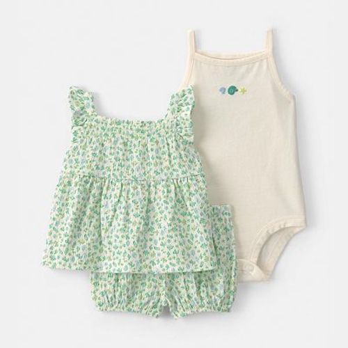 Baby Girl Carter's 3-Piece Shell Top, Bodysuit & Shorts Set