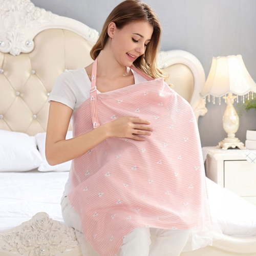 CRILSTYLEO Breathable Nursing Cover Cotton Pink 1Pcs 38.6x27.6in